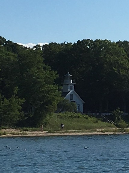 looking back at lighthouse from the water