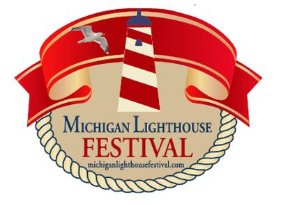 Michigan Lighthouse Festival logo red blue beige